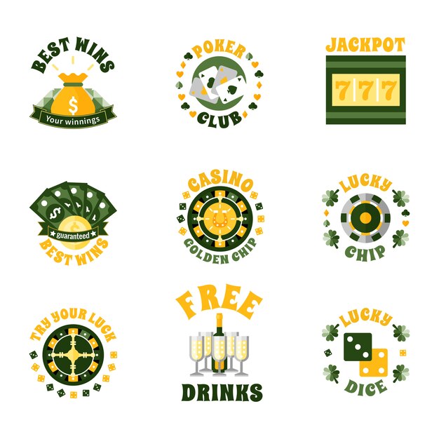 Casino Icons Badges Set