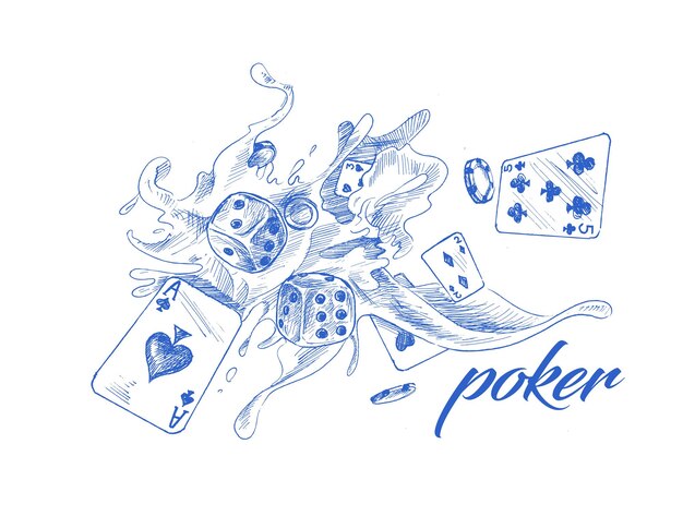 Casino poker design template Hand Drawn Sketch Vector illustration