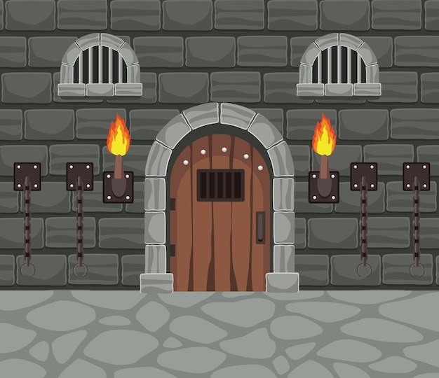 Free Vector castle door and chains