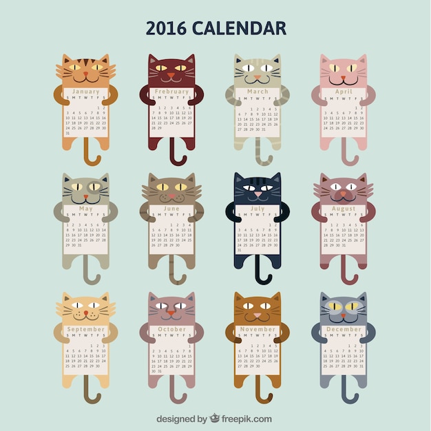 Free Vector cat calendar