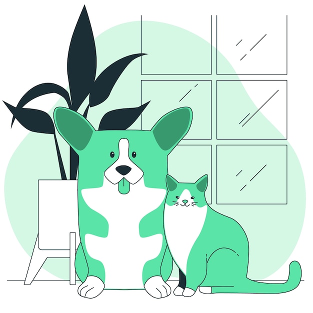 Cat and dog concept illustration