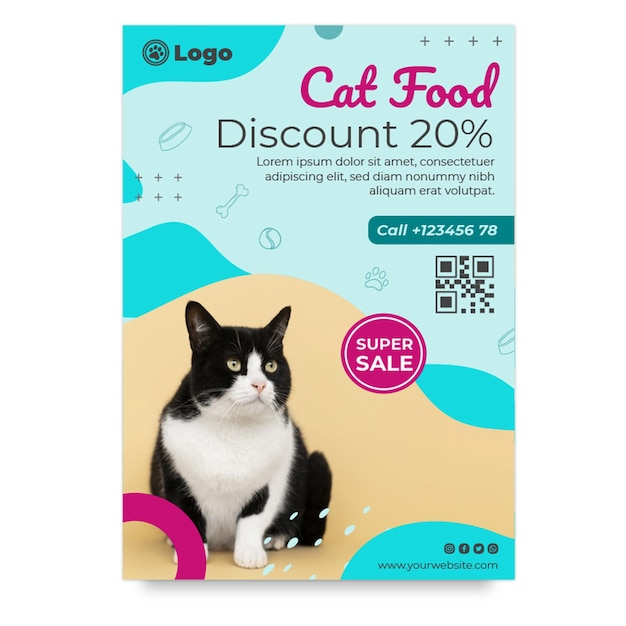 Free Vector cat food vertical flyer template