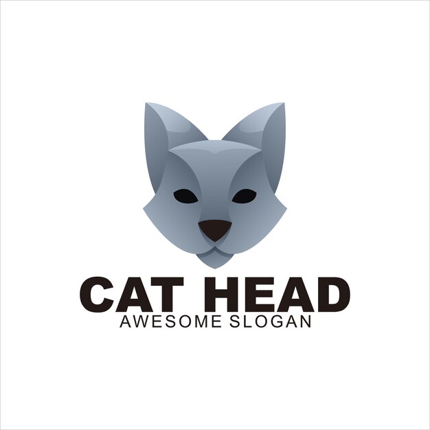 cat head colorful logo illustration