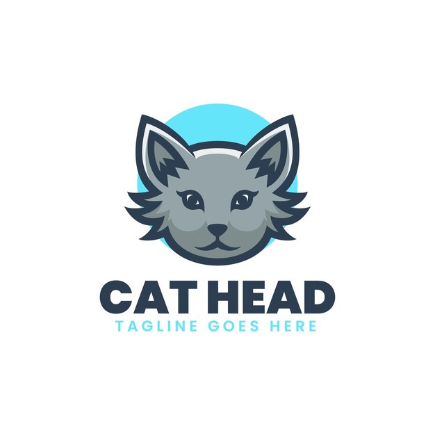 cat head illustration mascot cartoon logo design