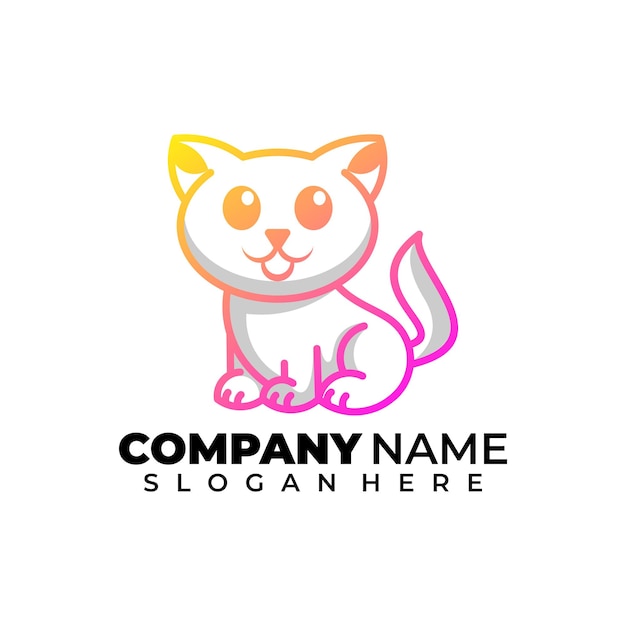 Cat line art gradient logo