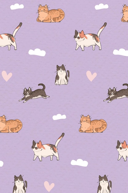 Free Vector cat lover patterned background template