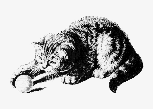 Cat playing with a ball