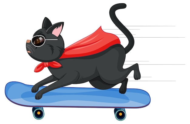 Free Vector a cat on skateboard cartoon character