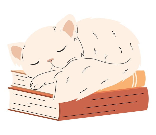 Free Vector cat sleeping in books