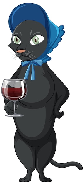 A cat standing and drinking wine on white background