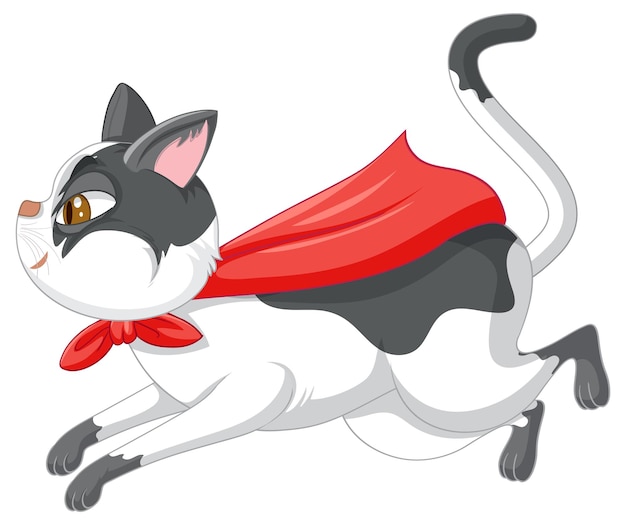 Free vector a cat superhero on white background