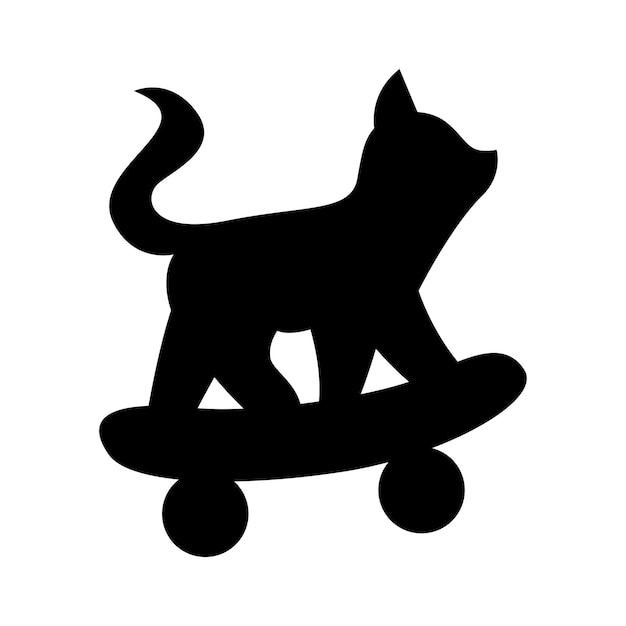 Free vector cat and surfboard silhouette icon logo