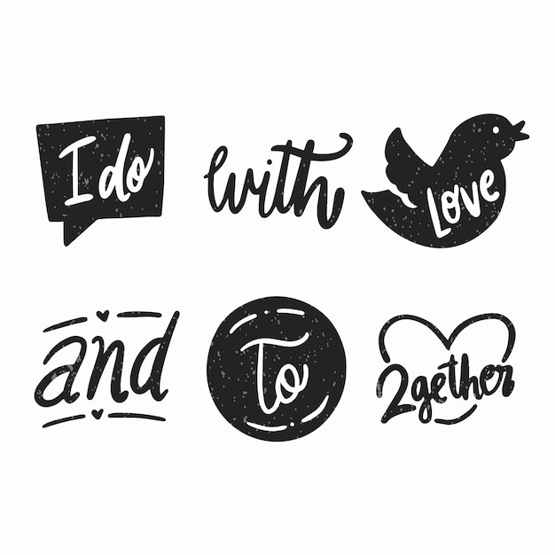 Free Vector catchword design collection for wedding invitations