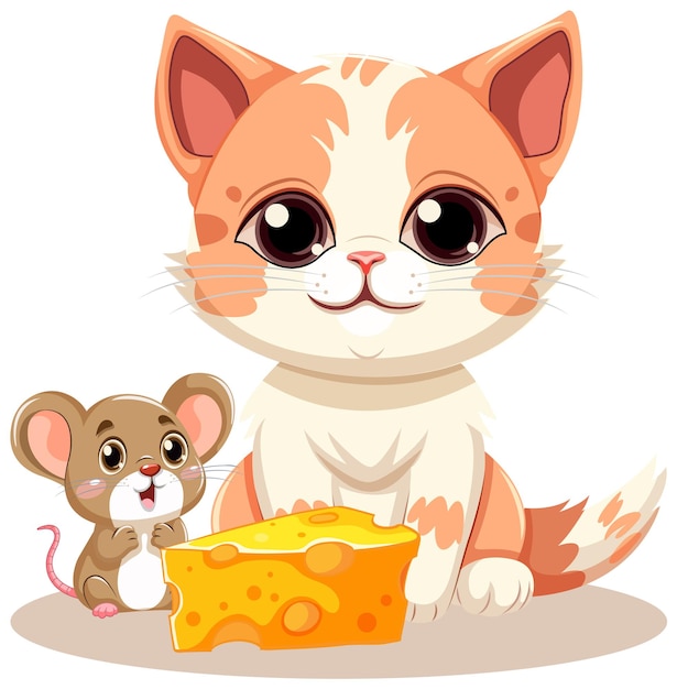 Free Vector cate and mouse friends cartoon character