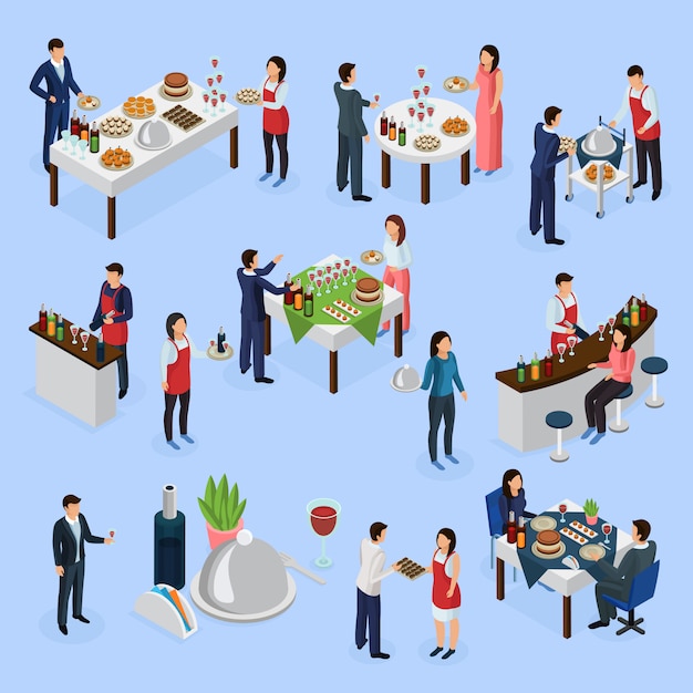 Catering Banquet Isometric Icons