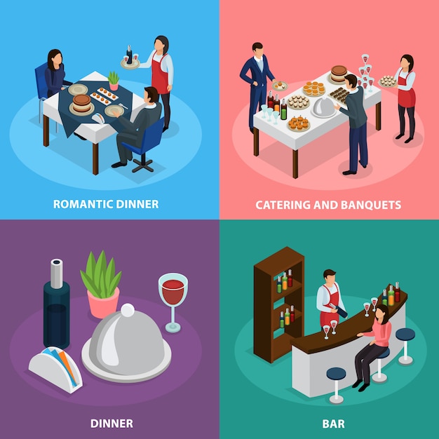 Free Vector catering banquet isometric 