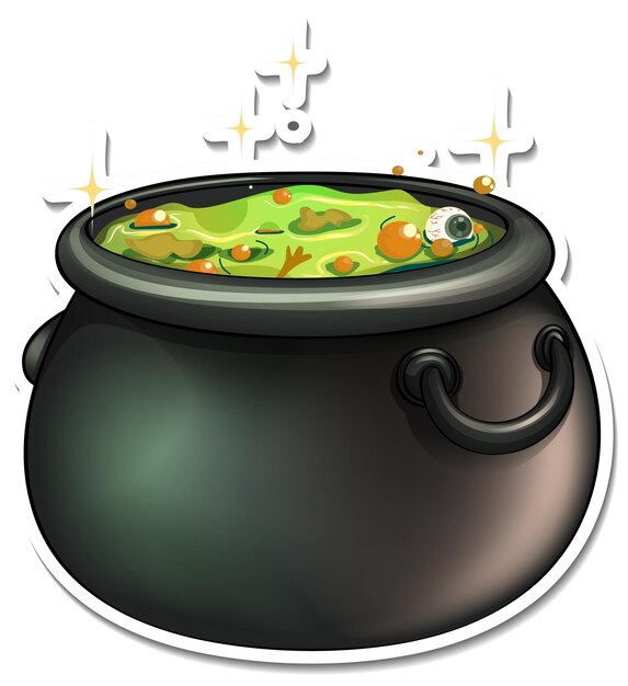 Cauldron with green potion cartoon sticker