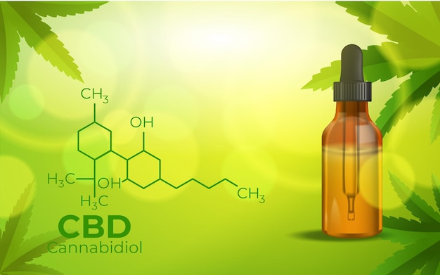 Free vector cbd chemical formula, growing marijuana, cannabinoids and health