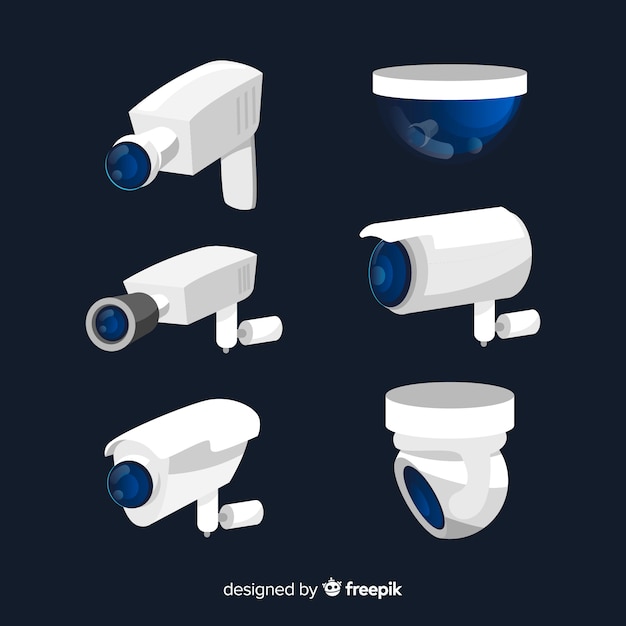 Free vector cctv camera collection with flat design