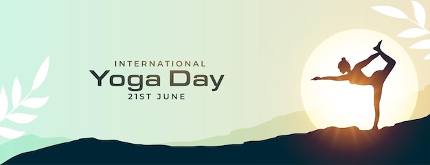 Free Vector celebrate 21st june world yoga day banner in modern style