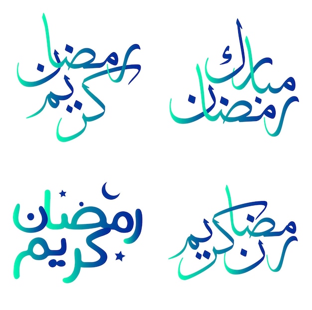 Free Vector celebrate holy month of fasting with gradient green and blue ramadan kareem vector illustration