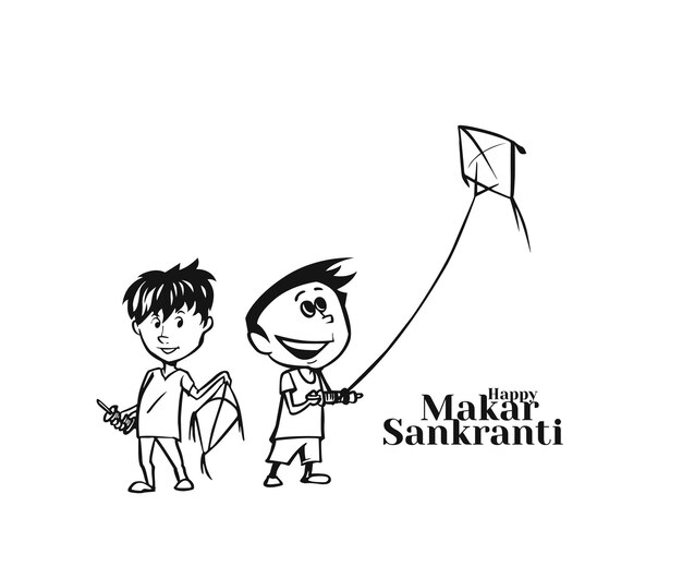 Celebrate Makar Sankranti Background with Colorful Kites with Manja.