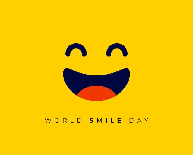 Free Vector celebrate world smile day event with laughing cartoon face background vector