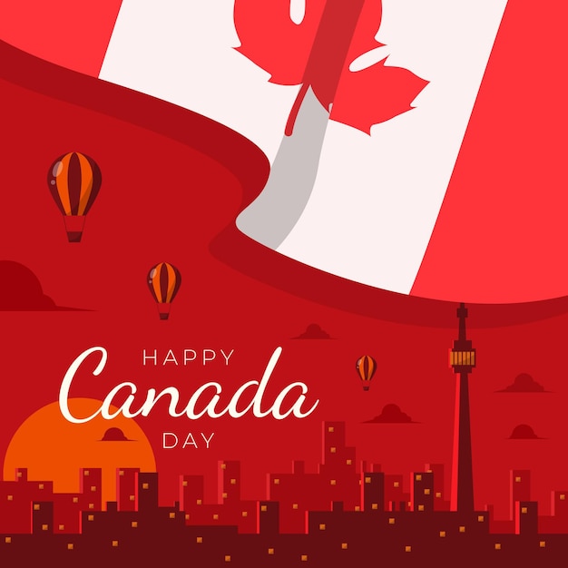 Celebrating canada day flat design