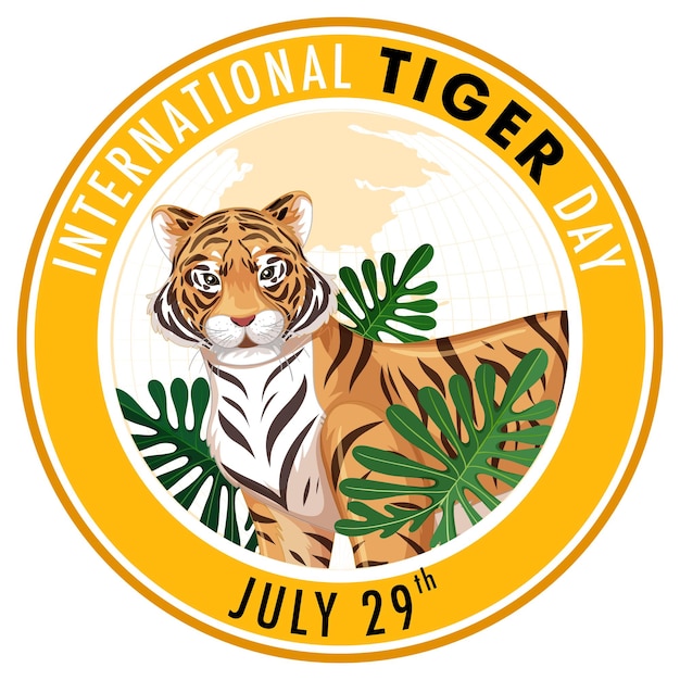 Free vector celebrating international tiger day badge