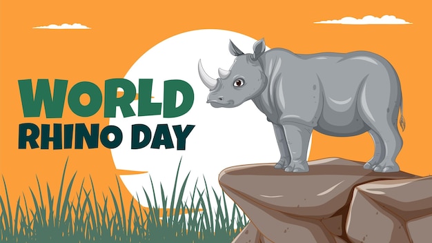 Free vector celebrating world rhino day illustration