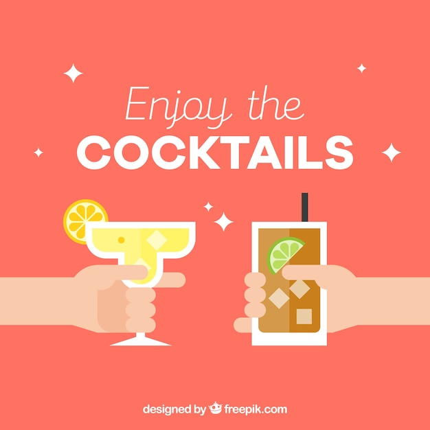 Free Vector celebration background with cocktails in flat design