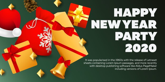 Celebration banner with happy new year party inscription