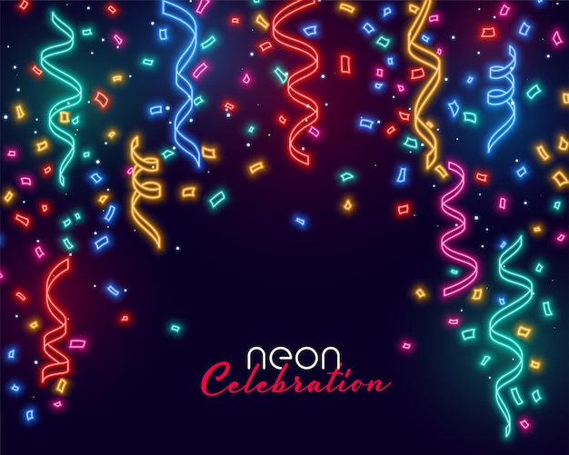 Celebration falling confetti in neon light colors