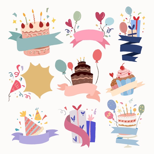 Free vector celebration party, celebration illustration vector set