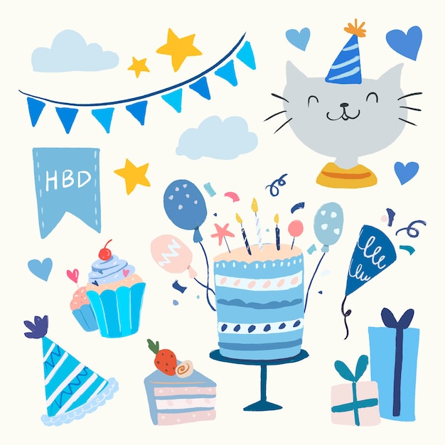 Free Vector celebration party sticker vector set