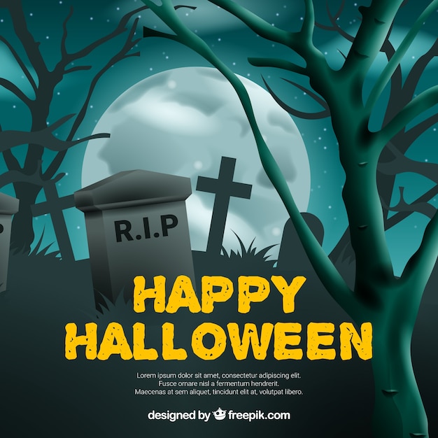 Free vector cemetery background with tombs