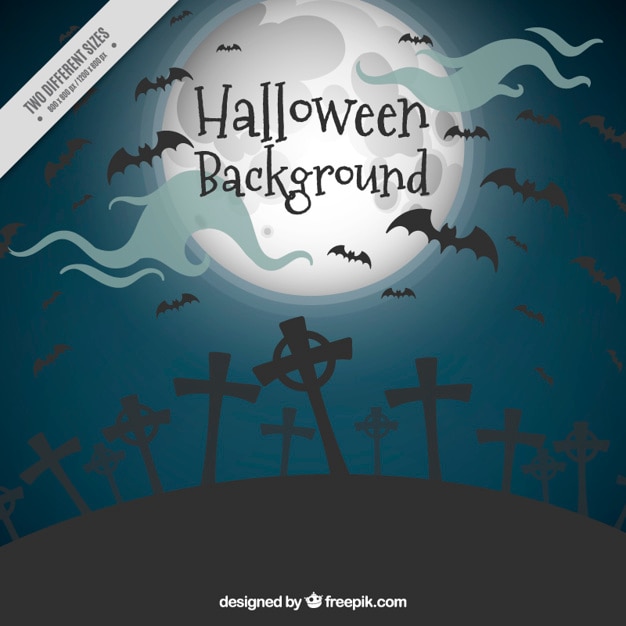 Free Vector  cemetery halloween background 