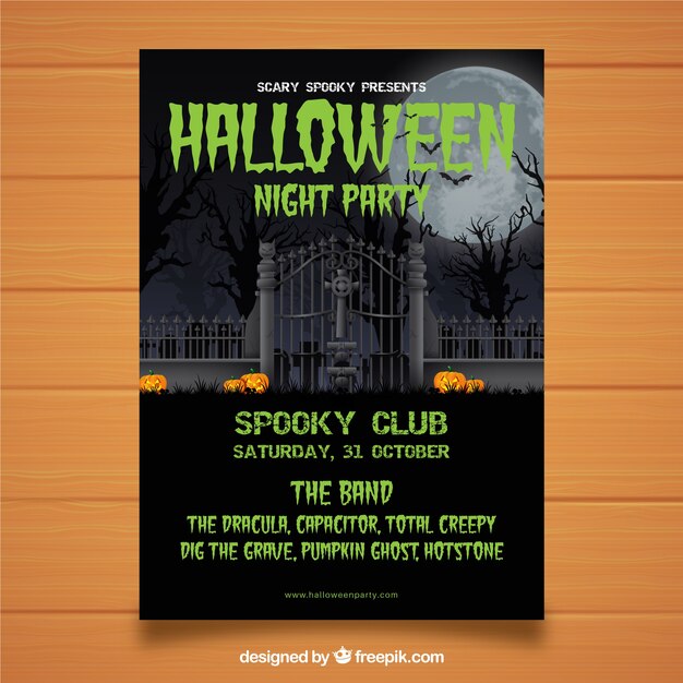 Free Vector cemetery halloween party poster