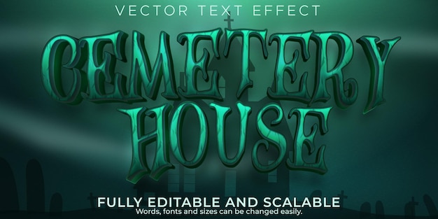 Free Vector cemetery house text effect, editable halloween and horror text style