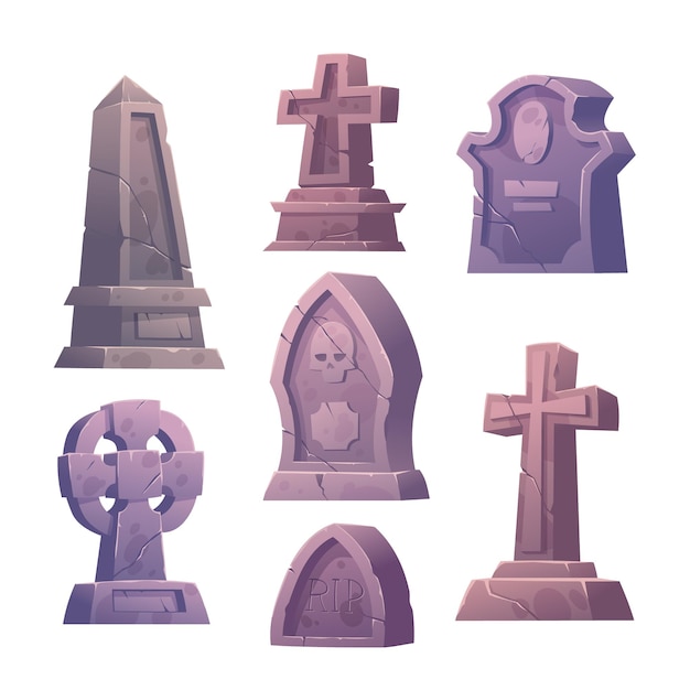 Cemetery tombstones set