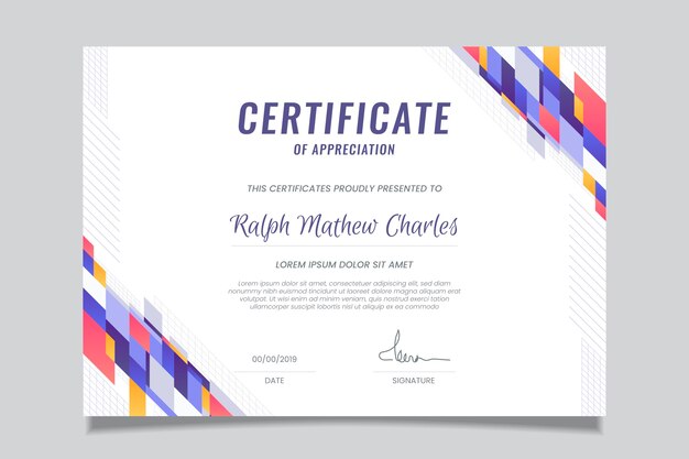 Certificate of achievement geometric template