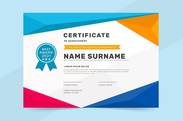 Certificate of achievement template