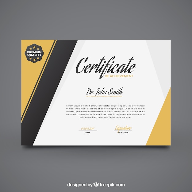 Certificate of achievement with golden details