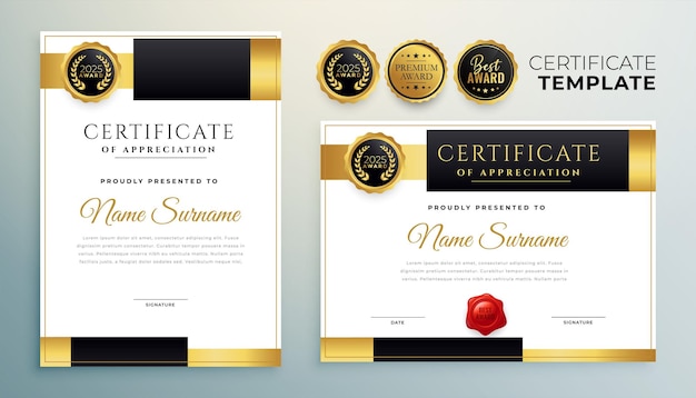 Free vector certificate of appreciation template for corporate office or bank reward