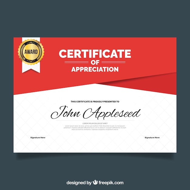 Certificate of appreciation with red shapes