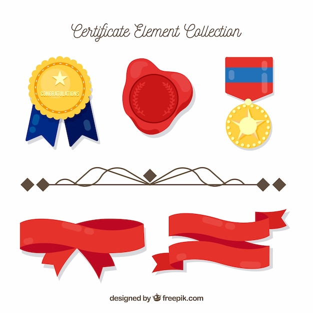 Certificate elements collection in flat style