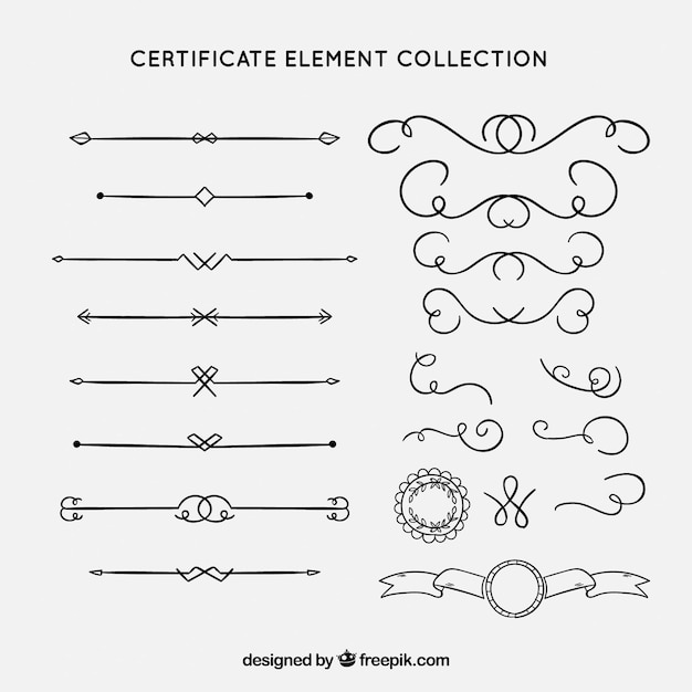 Certificate elements collection with ornaments