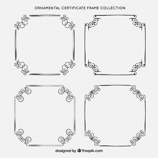 Certificate frames collection with vintage ornaments