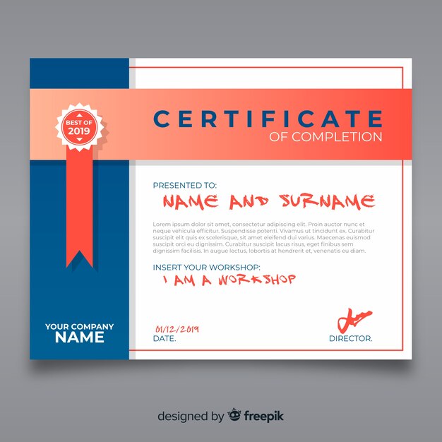 Certificate template in flat design