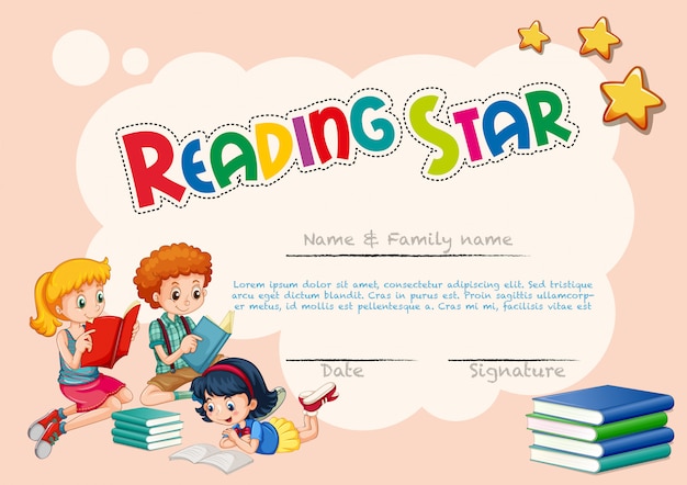 Certificate template for reading star